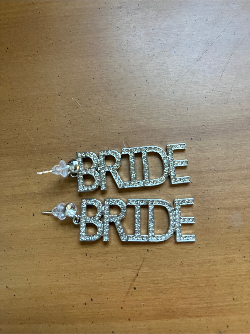 BRIDE Crystal Pavé Letter Drop Earrings - Silver Tone